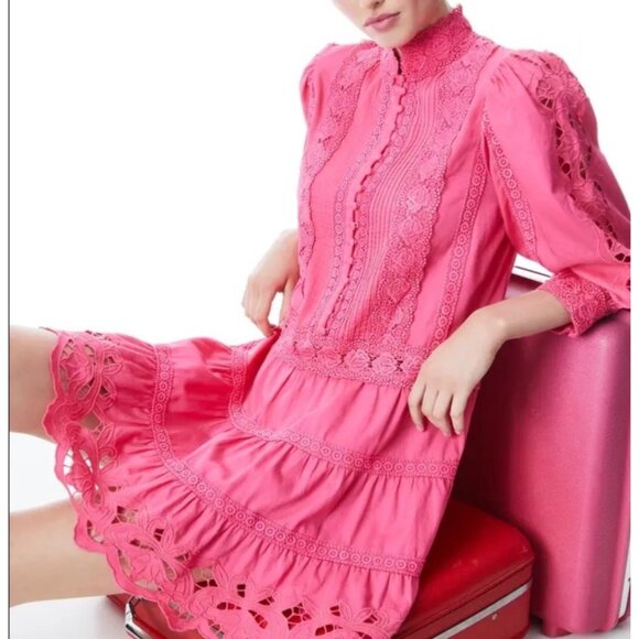 NWT Alice + OliviaClark Lace Tiered Minidress SIZE 2